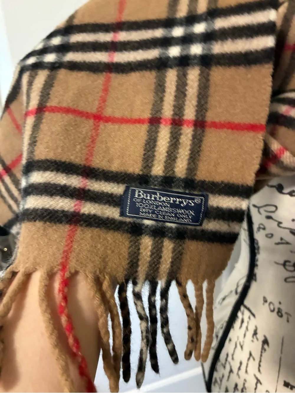 Burberry nova check lambswool unisex Classic Plaid Fringe Scarf - Beige